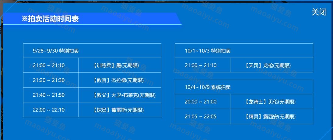拍卖会活动时间表
