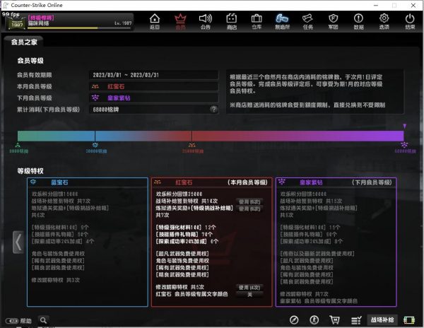 CSOL红宝石会员特权需要消费多少钱-猫咪网络