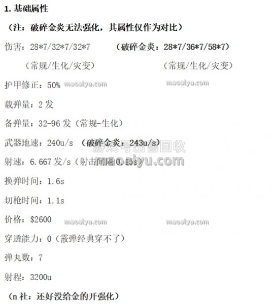 CSOL破碎炙炎DoubleBarrel武器强化属性介绍-猫咪网络