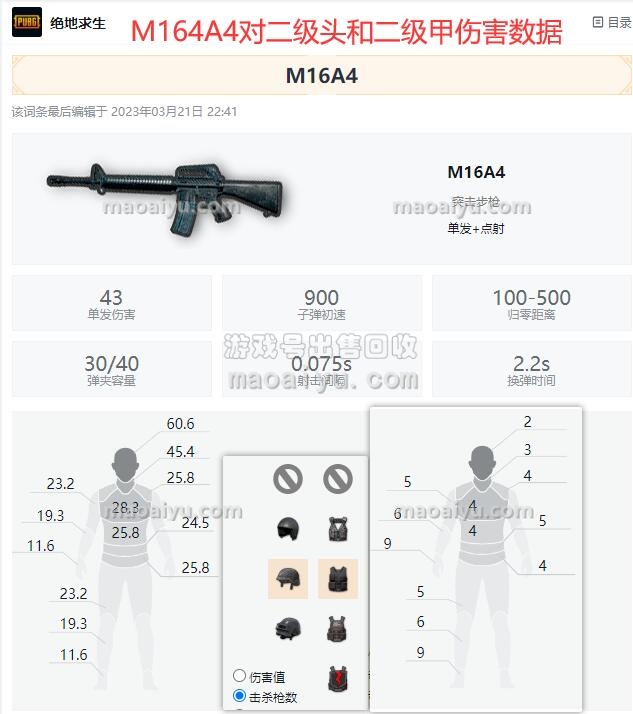 绝地求生M16A4对二级头和二级甲伤害数据评测-猫咪网络