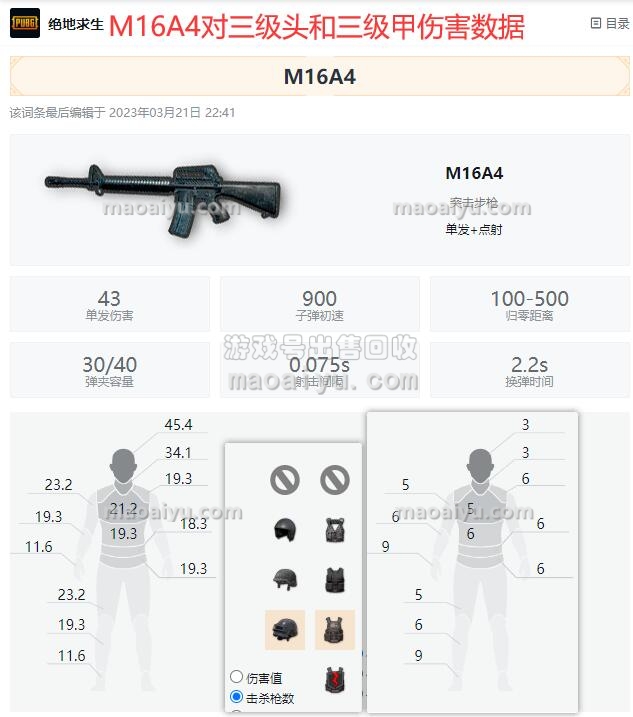 绝地求生M16A4对三级头和三级甲伤害数据评测-猫咪网络
