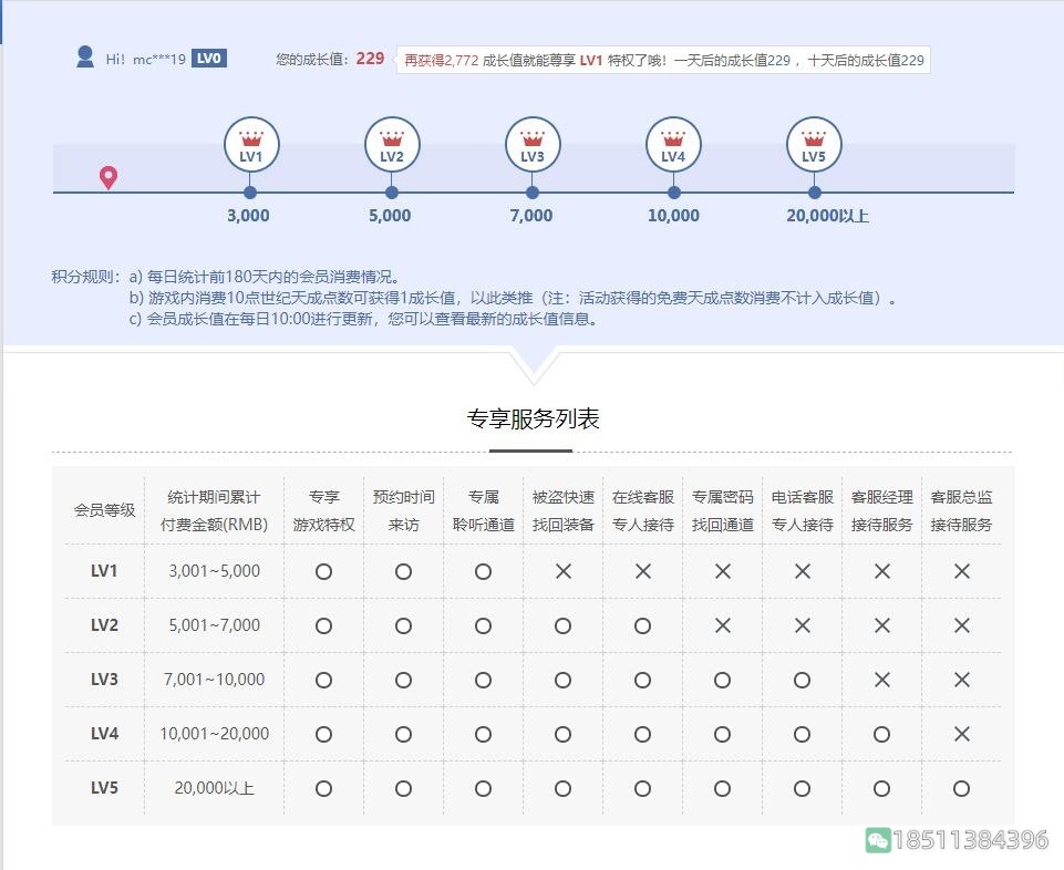 天成会员成长值